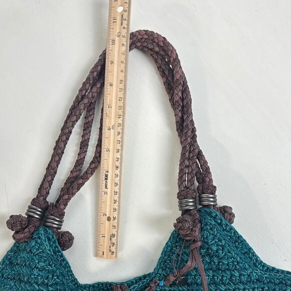 Sakroots Green and Brown Shoulder Bag with Bohemian Knit Design - Picture 10 of 10